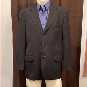 Cristian Dior 42R Black Pin Stripe Suit Coat